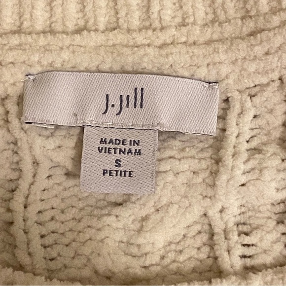 J. Jill Women’s Chunky Cable Knit Chenille Size Small Petite Ivory Sweater - Picture 5 of 10